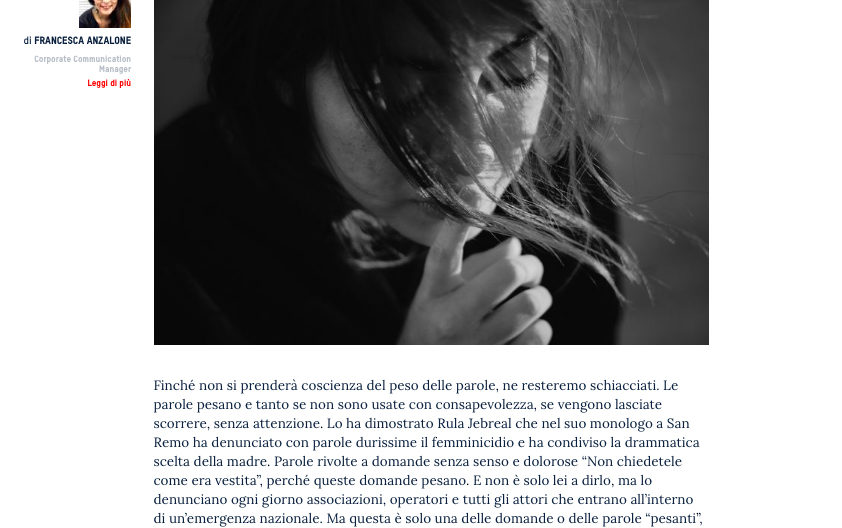 Femminicidio - Francesca Anzalone per Manageritalia
